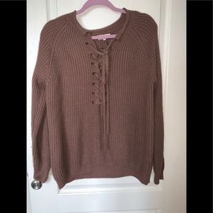 Brown waffle knit sweater